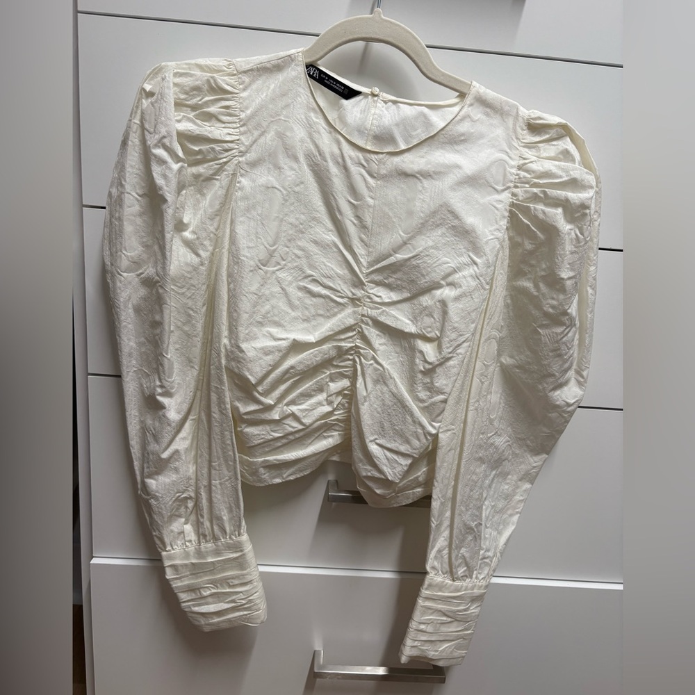 Zara Cream Ruched Blouse